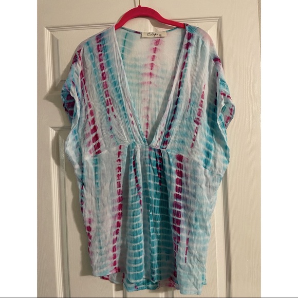 Turquoise and Pink Tie Dye Tunic Size M - Picture 1 of 3